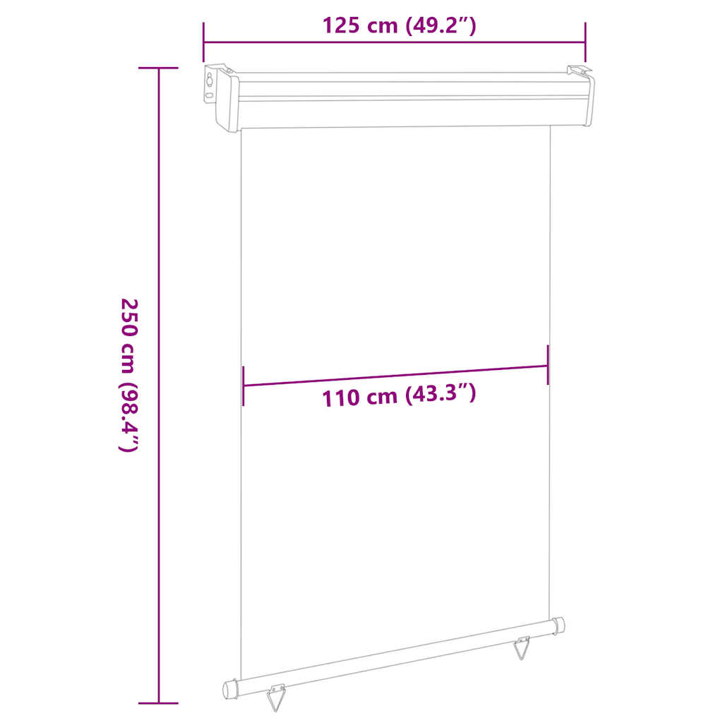 sidemarkise til altan 125x250 cm sort