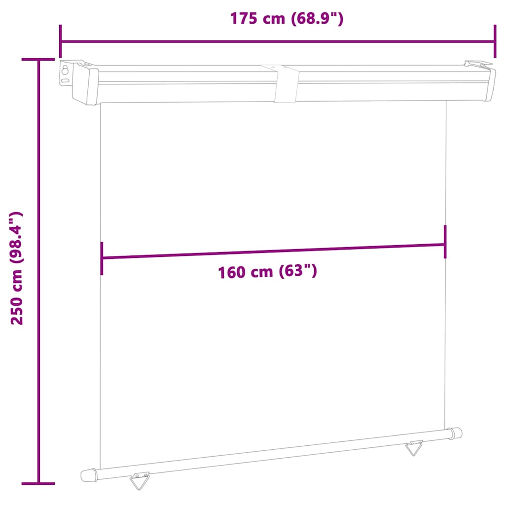 sidemarkise til altan 175x250 cm sort