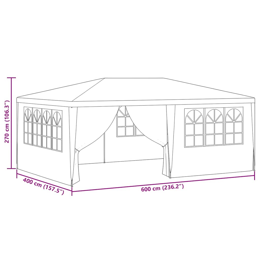 festtelt med sidevægge 4x6 m 90 g/m² antracitgrå
