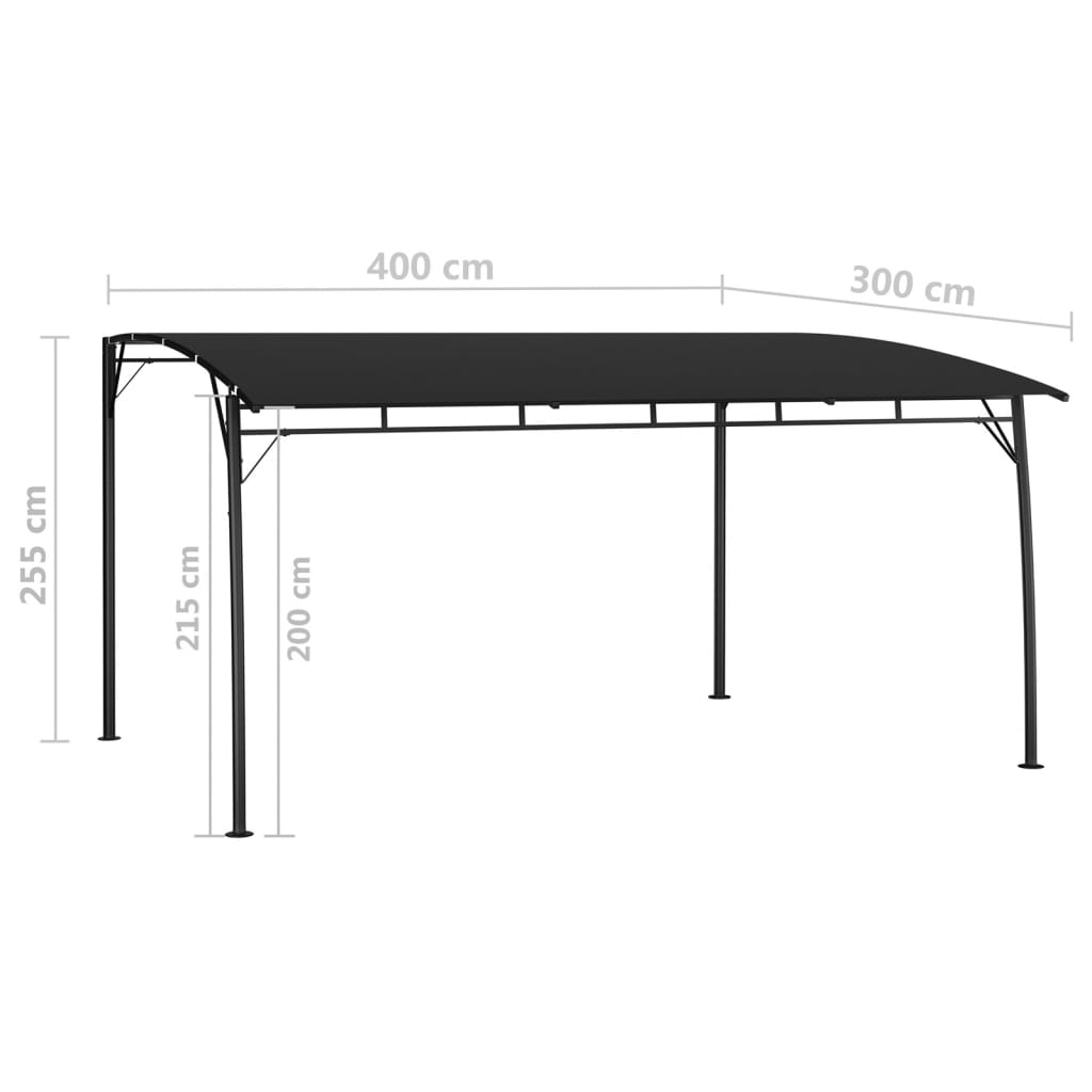 fritstående havemarkise 4x3x2,55 m antracitgrå