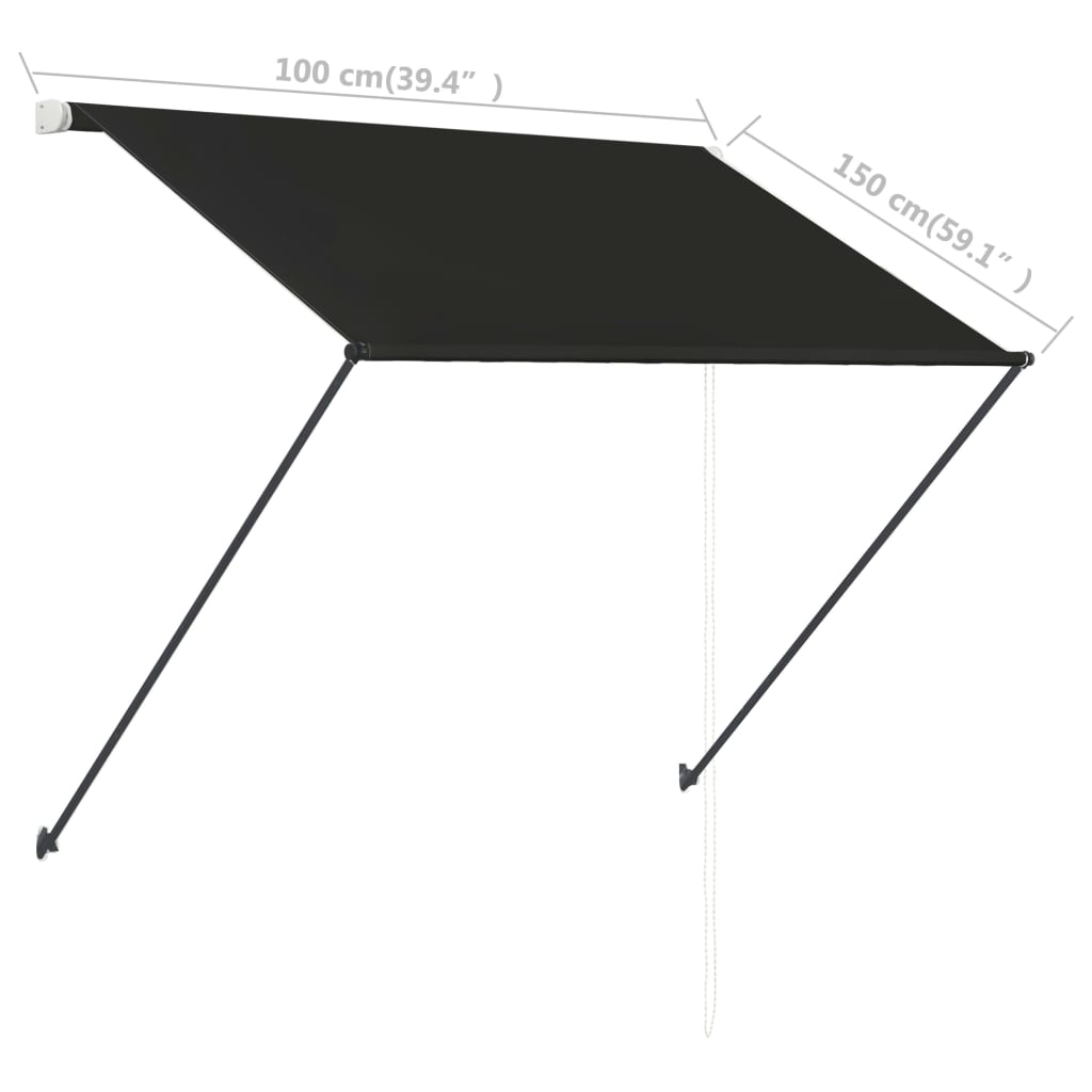 foldemarkise med LED 100x150 cm antracitgrå