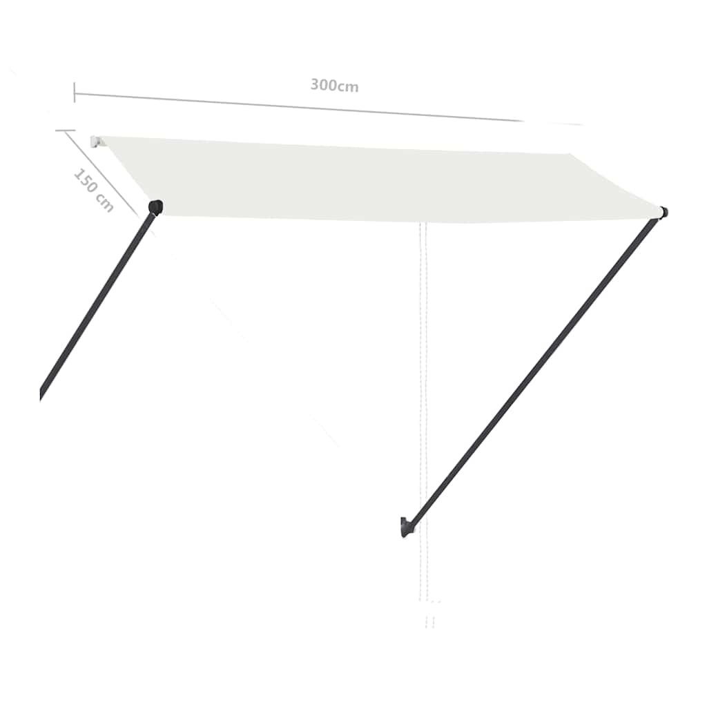 foldemarkise med LED 300x150 cm cremefarvet