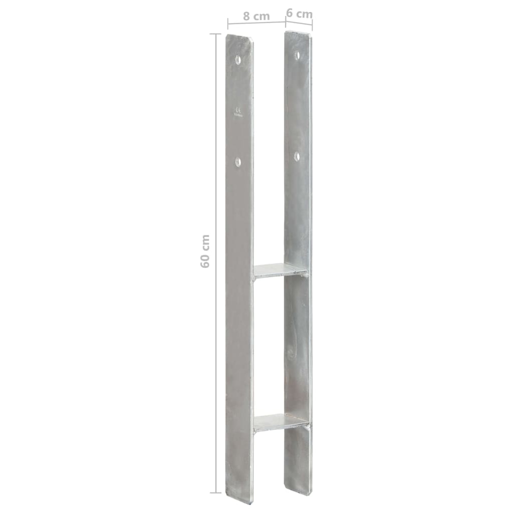 hegnspløkker 2 stk. 8x6x60 cm galvaniseret stål sølvfarvet