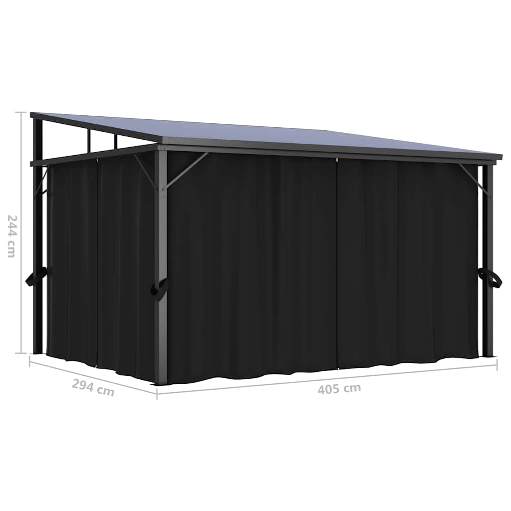 pavillon med gardin 405x294x244 cm antracitgrå