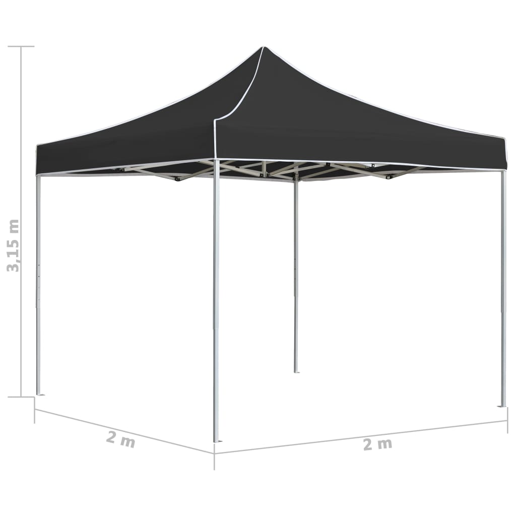 foldbart festtelt aluminium 2 x 2 m antracitgrå