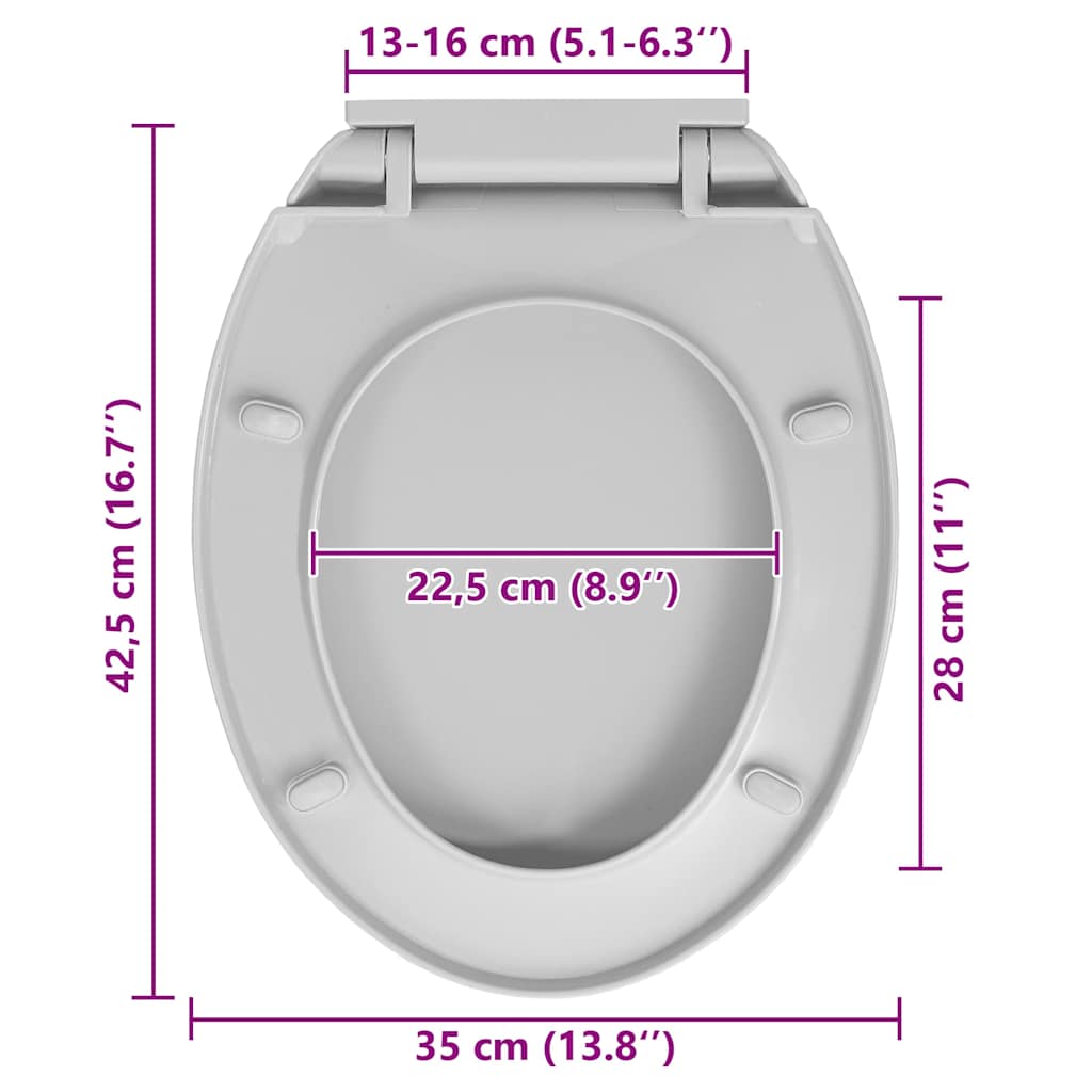 toiletsæde med soft-close oval lysegrå