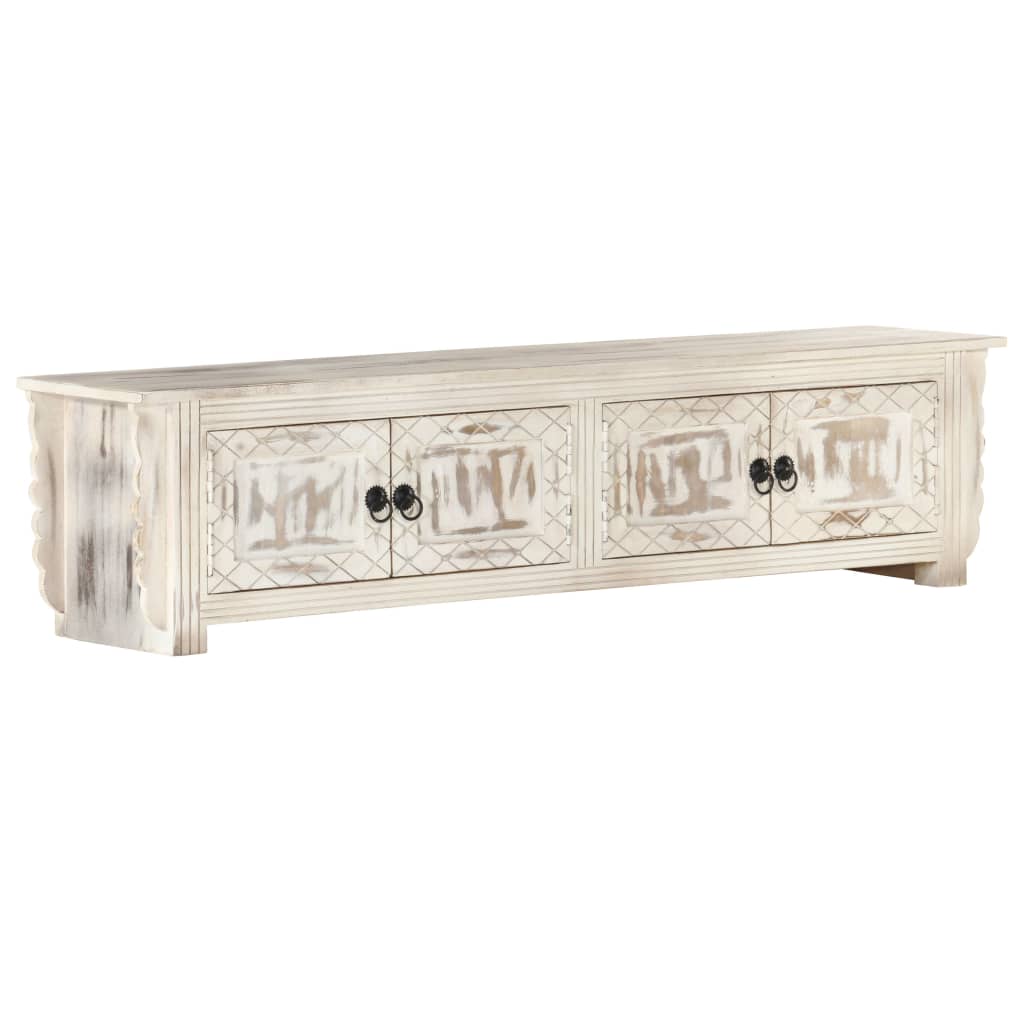 tv-skab 140x30x35 cm massivt mangotræ hvid