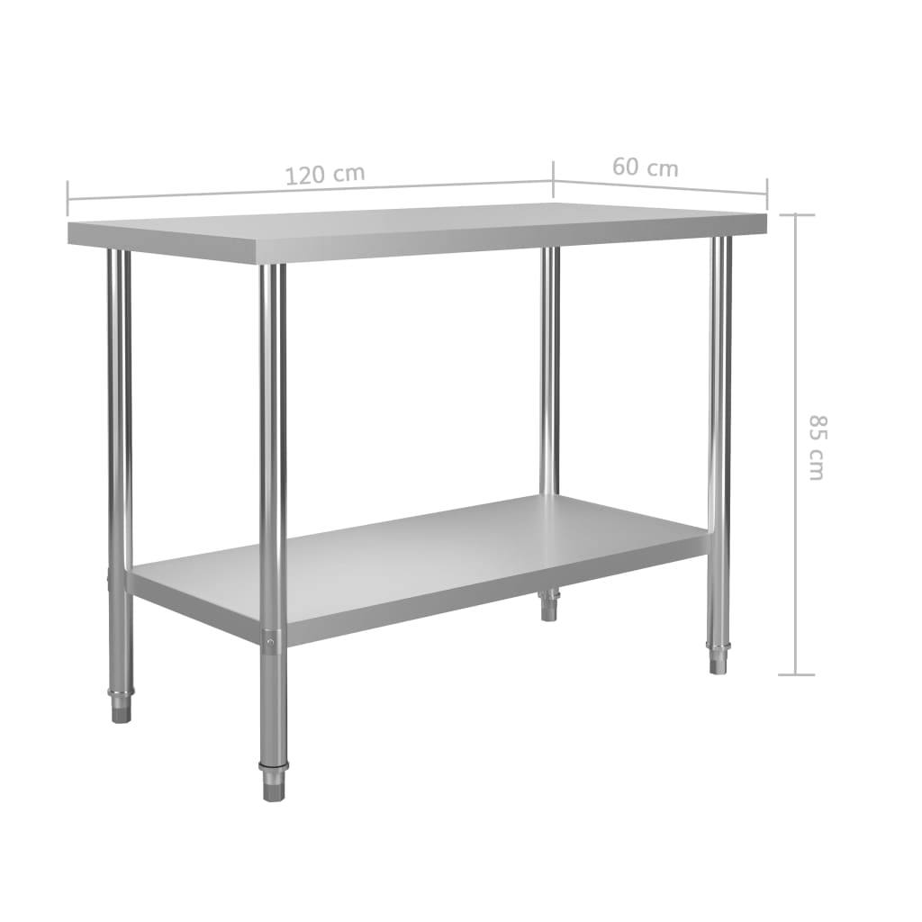 arbejdsbord til køkken 120x60x85 cm rustfrit stål