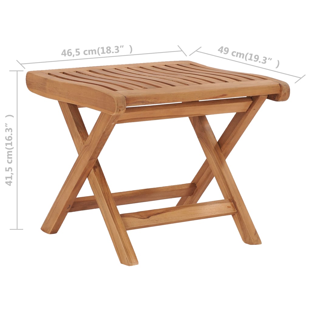 foldbar fodskammel 46,5x49x41,5 cm massivt teaktræ