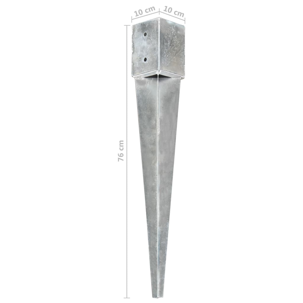 jordpløkker 2 stk. 10 x 10 x 76 cm galvaniseret stål sølvfarvet