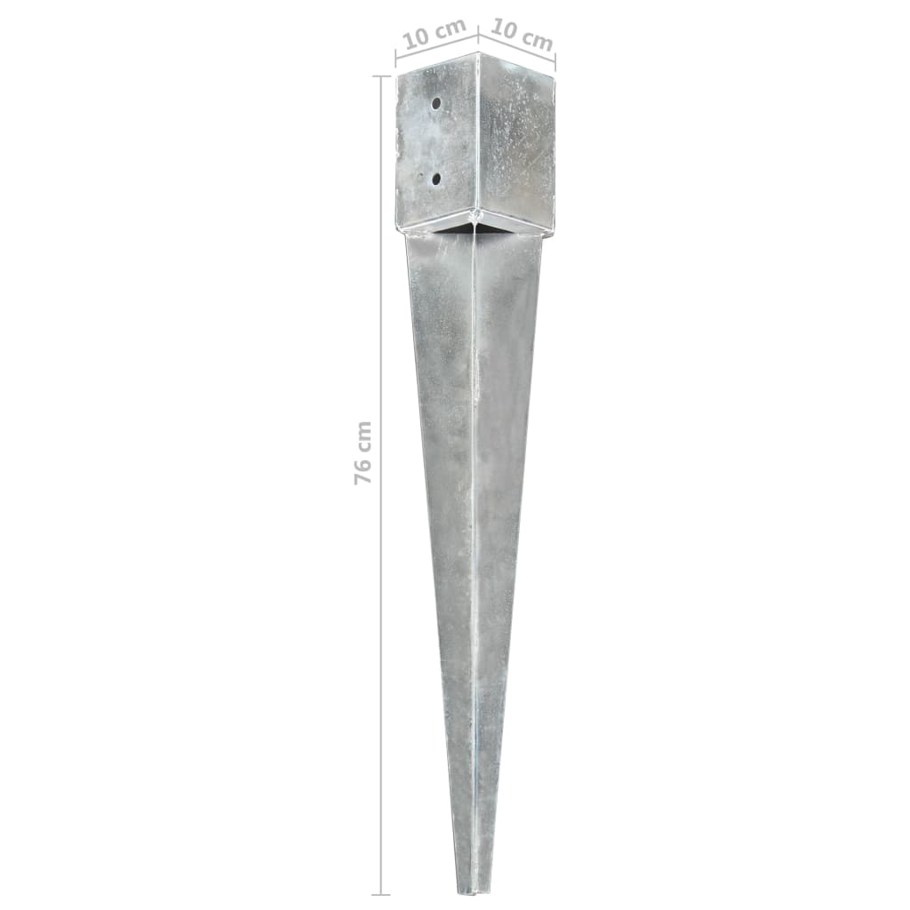 jordpløkker 12 stk. 10 x 10 x 76 cm galvaniseret stål sølvfarvet