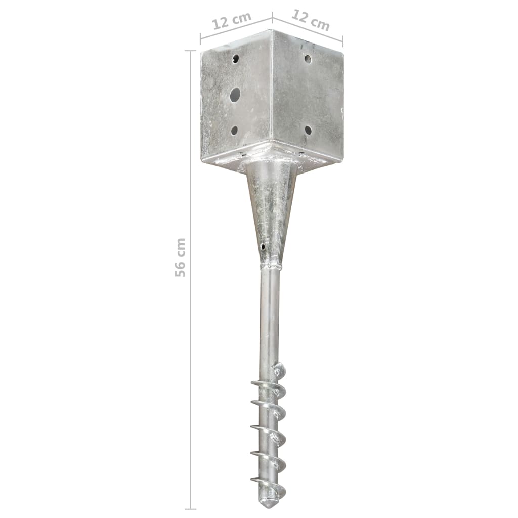 jordpløkker 2 stk. 12 x 12 x 56 cm galvaniseret stål sølvfarvet