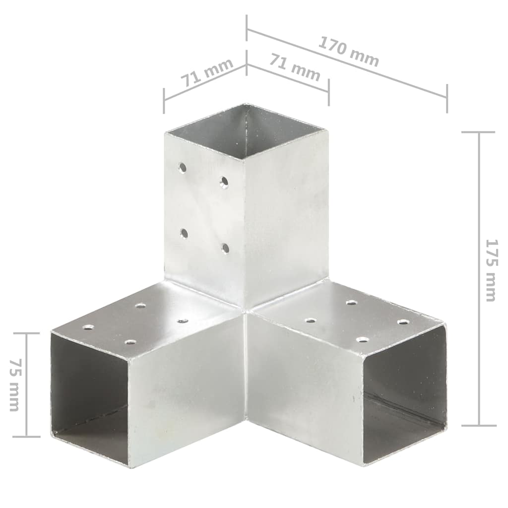 stolpebeslag Y-form 4 stk. 71x71 mm galvaniseret metal