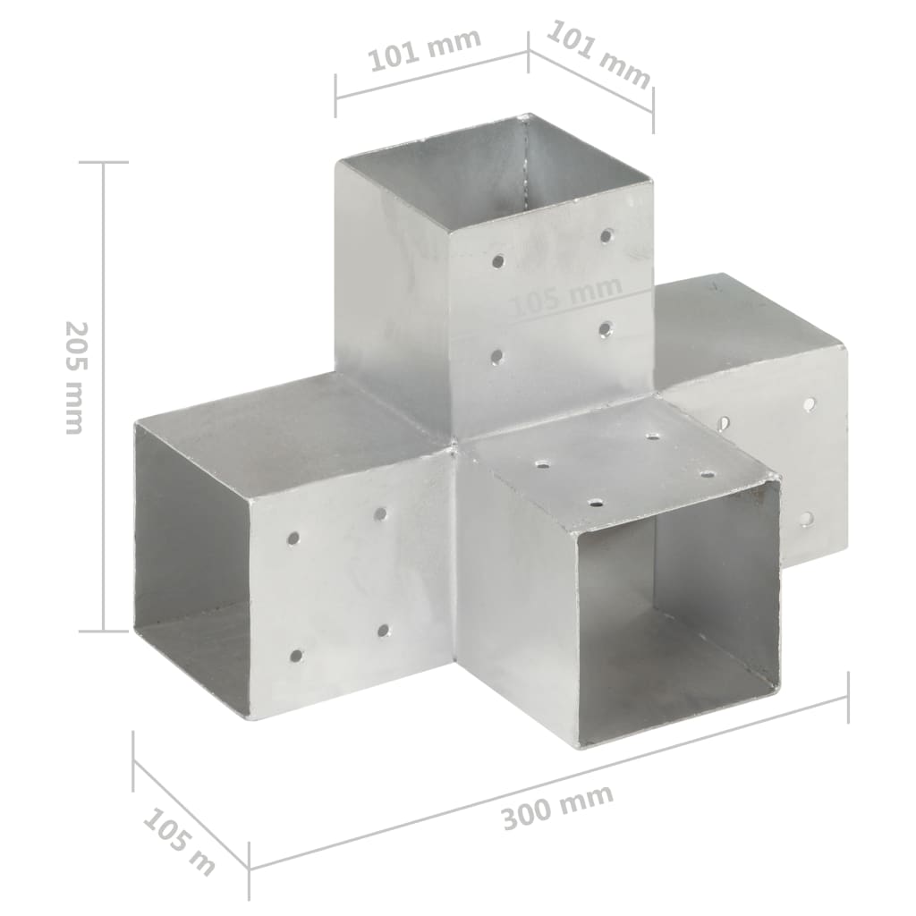 stolpebeslag X-form 4 stk. 101x101 mm galvaniseret metal