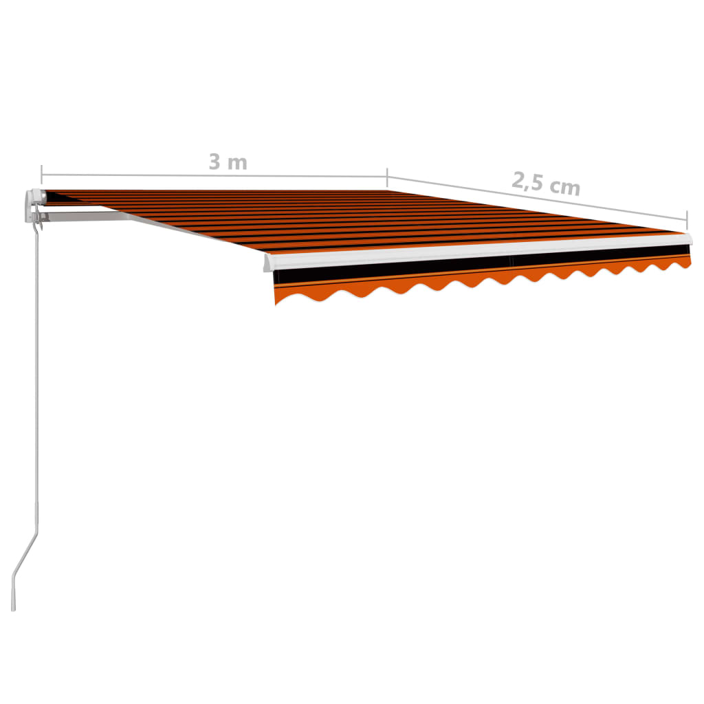 foldemarkise manuel betjening 300 x 250 cm orange og brun