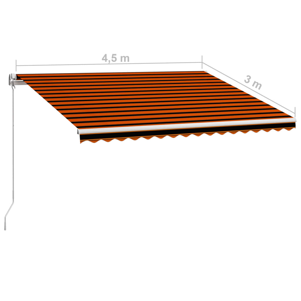foldemarkise manuel betjening 450 x 300 cm orange og brun