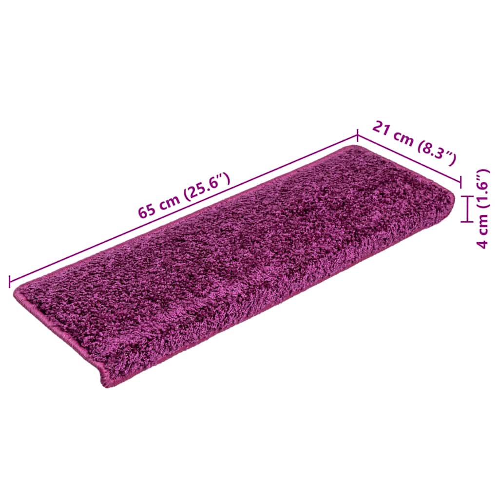 trappemåtter 15 stk. 65x21x4 cm violet rektangulær kant
