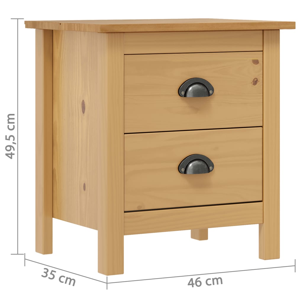 sengebord 46x35x49,5 cm massivt fyrretræ