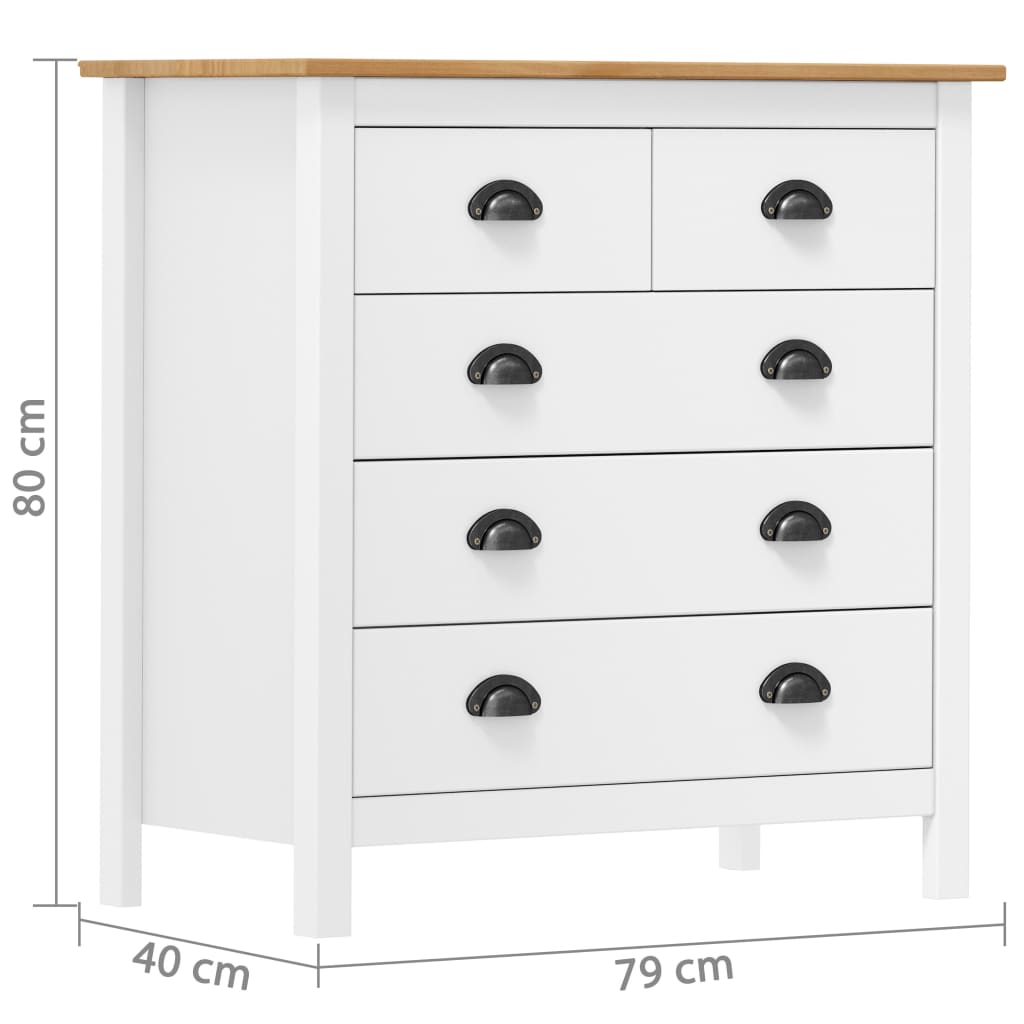 skænk Hill 79x40x80 cm massivt fyrretræ hvid