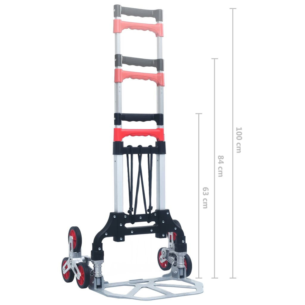 foldbar transportvogn til trapper 70 kg aluminium sølvfarvet