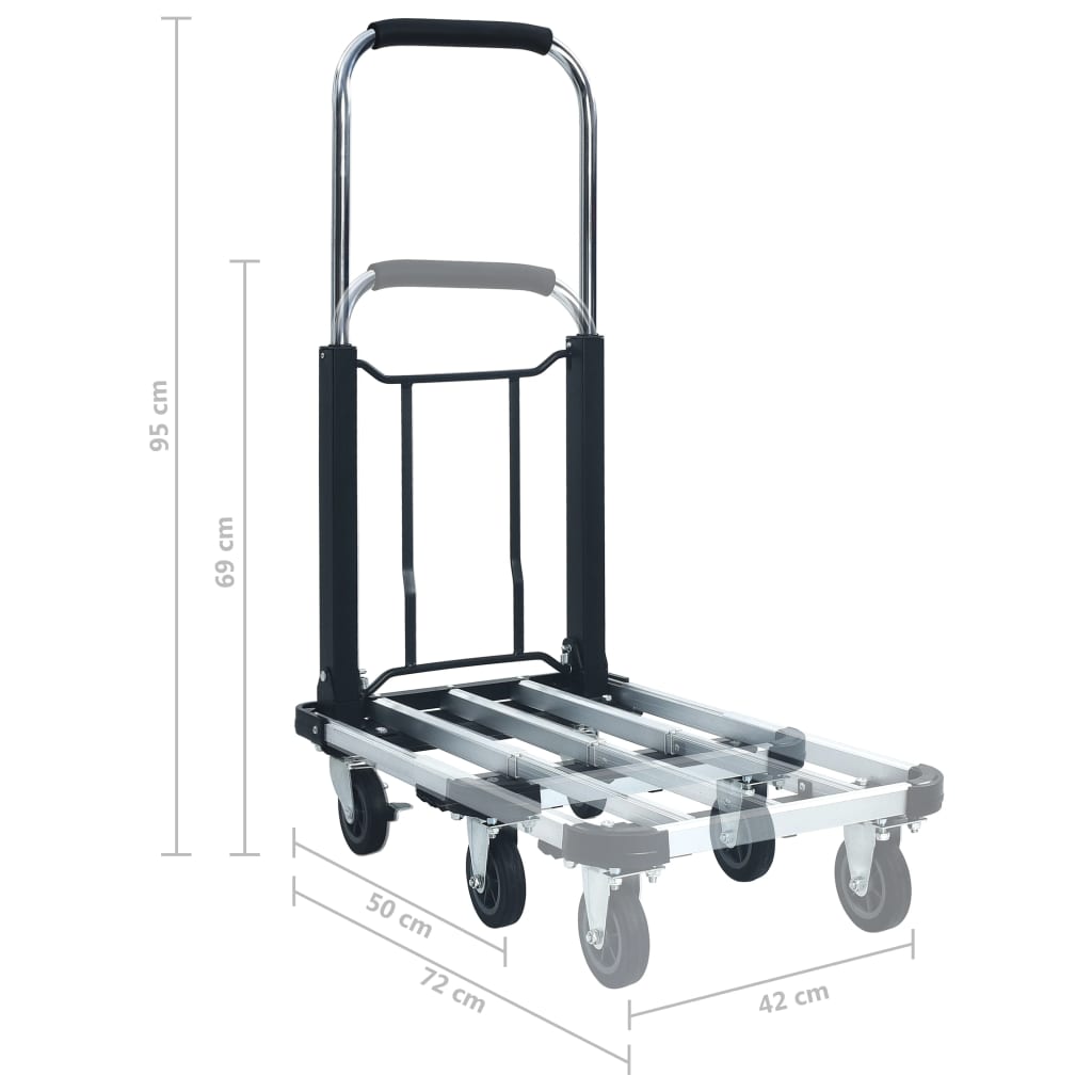 foldbar transportvogn 150 kg aluminium sølvfarvet