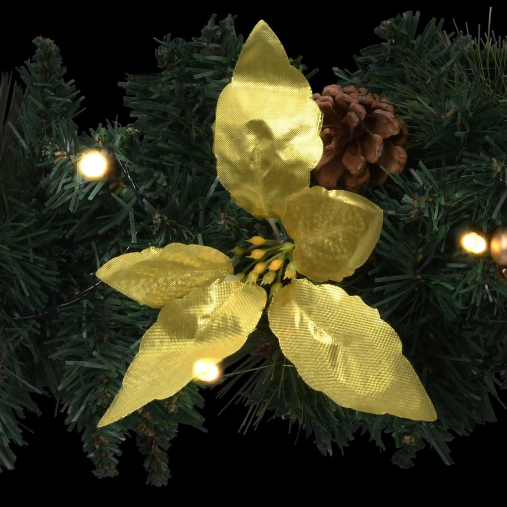 julekrans med LED-lys 60 cm PVC grøn