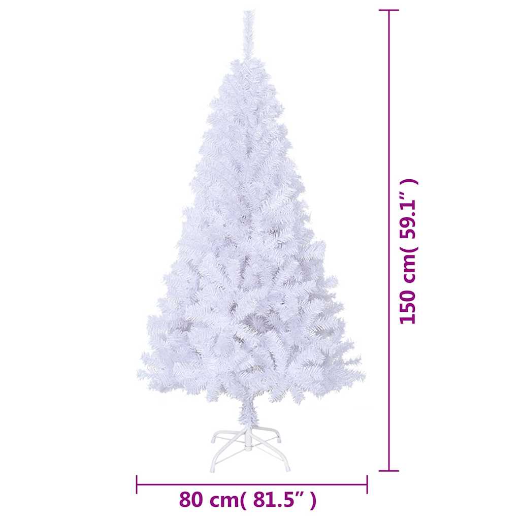 kunstigt juletræ med tykke grene 150 cm PVC hvid