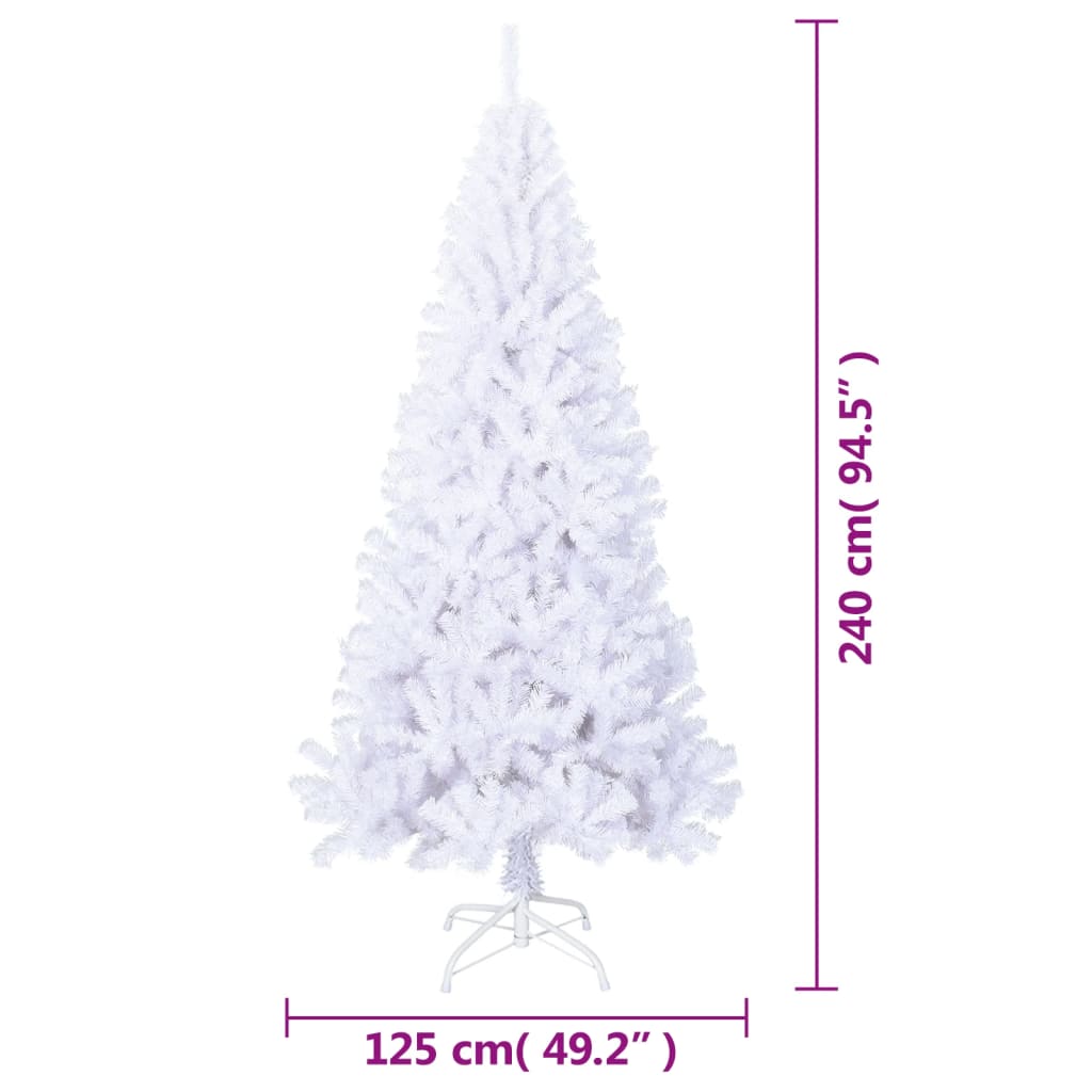 kunstigt juletræ med tykke grene 240 cm PVC hvid