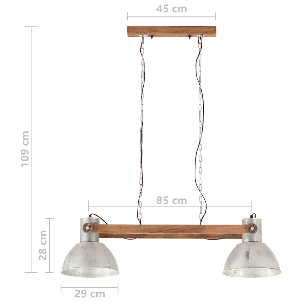 industriel hængelampe 25 W 109 cm E27 sølvfarvet