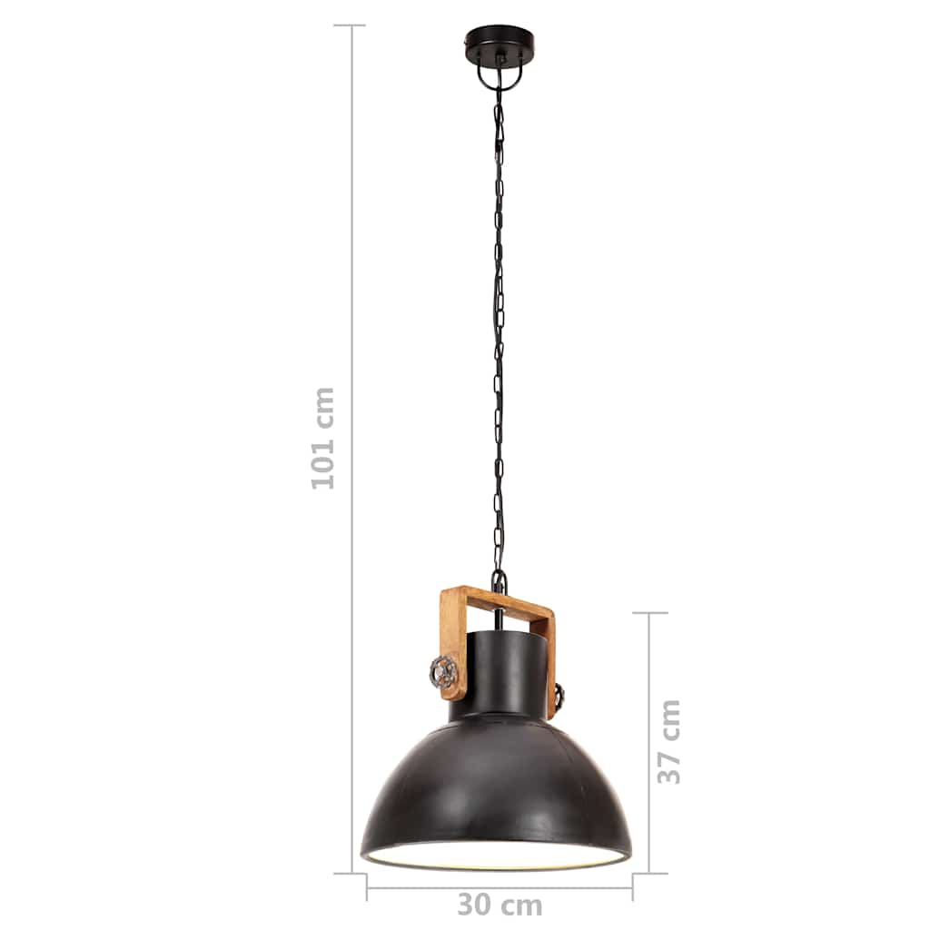 industriel hængelampe 25 W rund 30 cm E27 mat sort