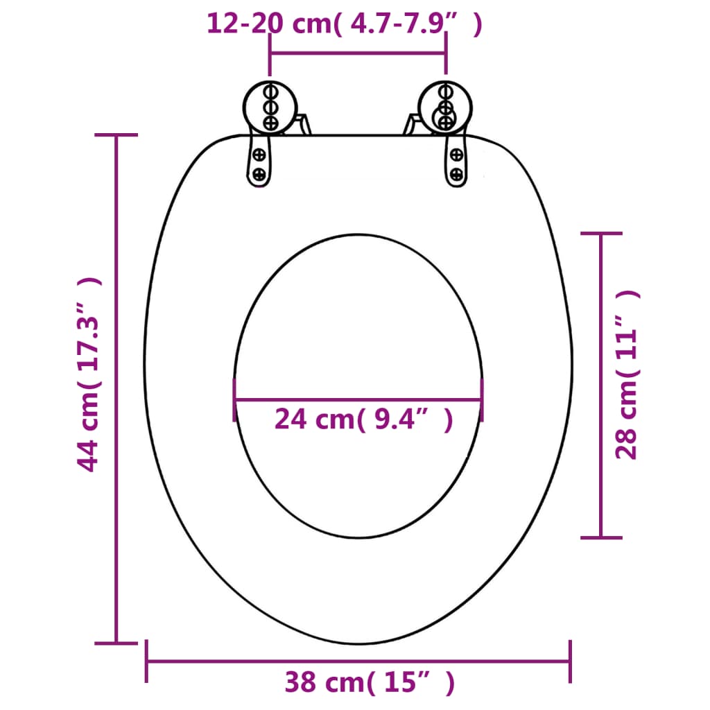 toiletsæde med soft close-låg MDF undervandsdesign