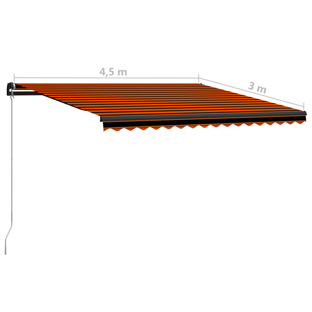 foldemarkise manuel betjening 450x300 cm orange og brun