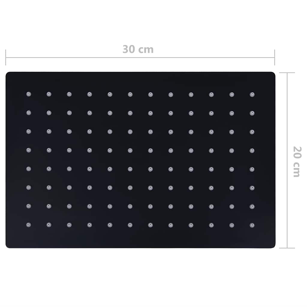 regnbrusehoved 30x20 cm rustfrit stål rektangulær sort