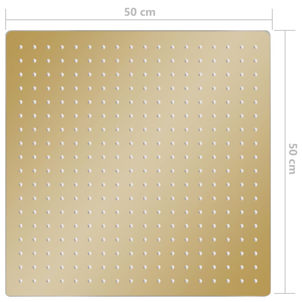 regnbrusehoved 50x50 cm firkantet rustfrit stål guldfarvet