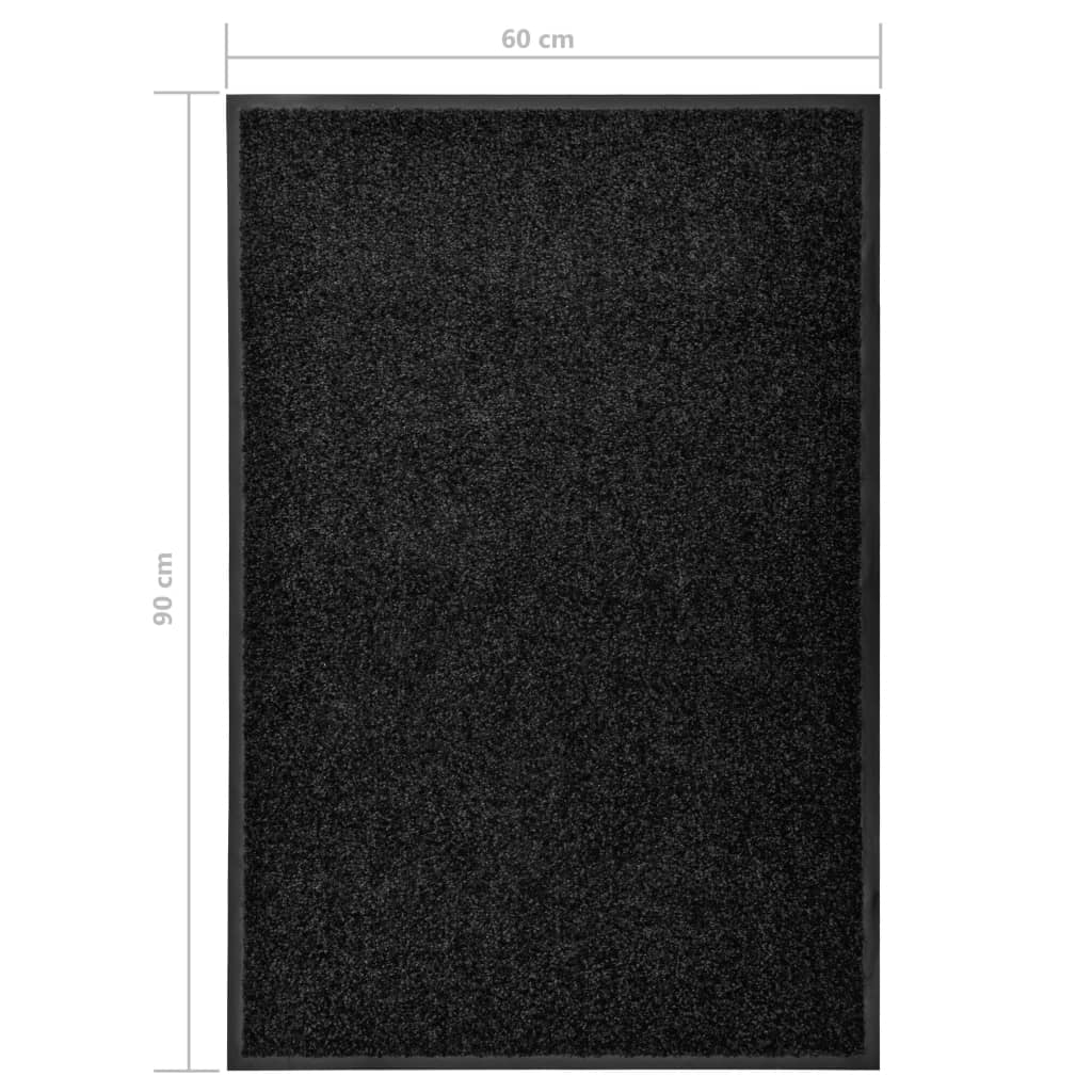 vaskbar dørmåtte 60x90 cm sort