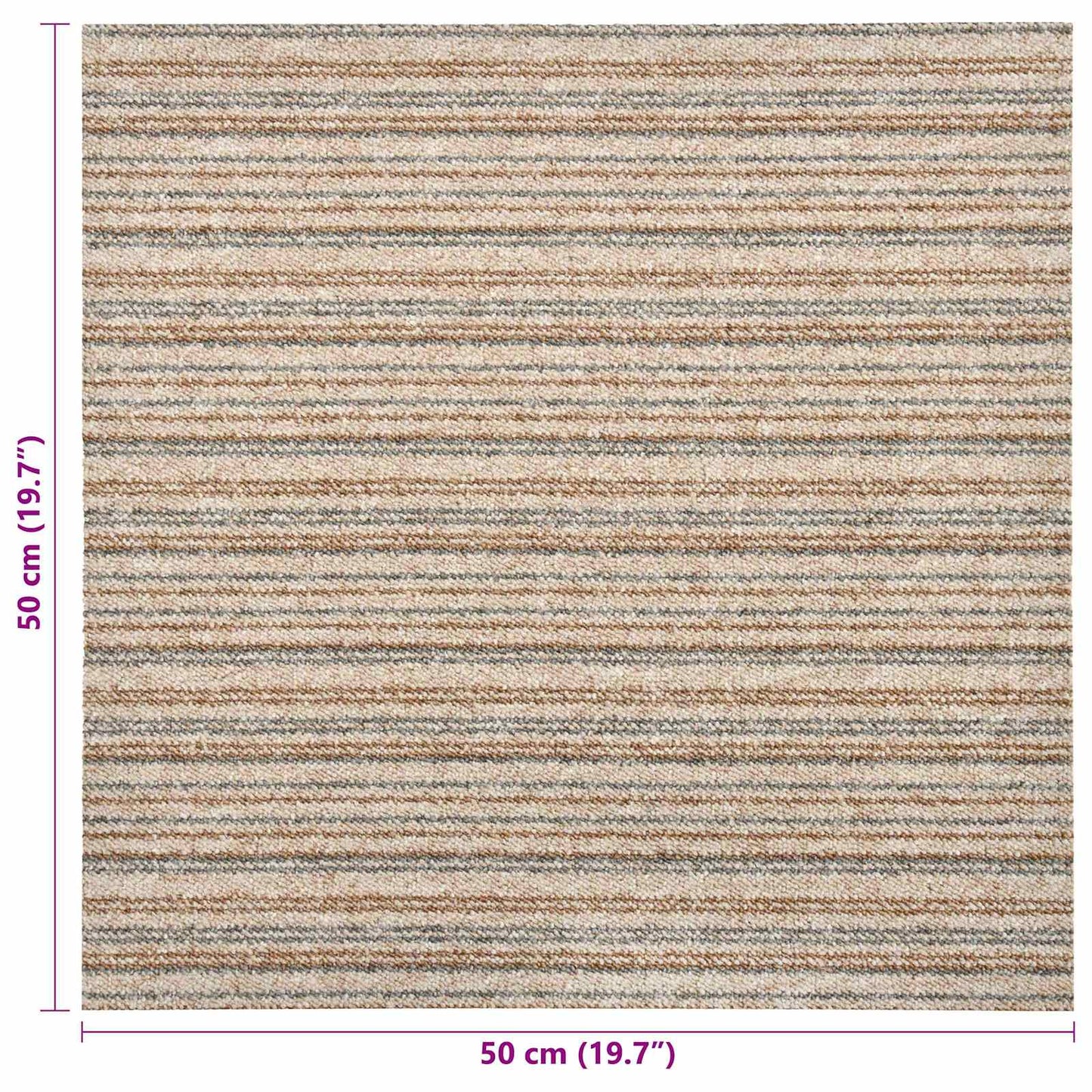 Tæppe 20 pcs Stribet beige 50 x 50 cm 100% Polypropylen