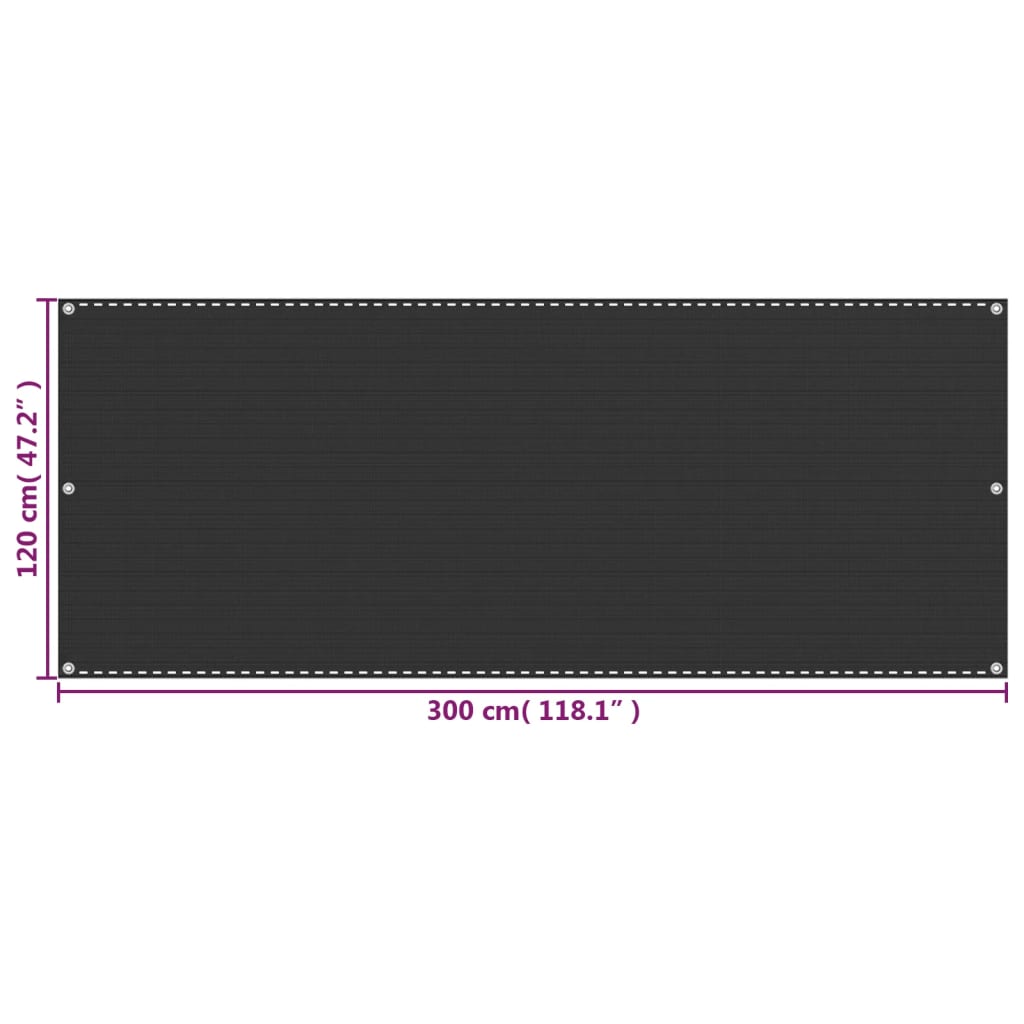 altanafskærmning 120x300 cm HDPE antracitgrå