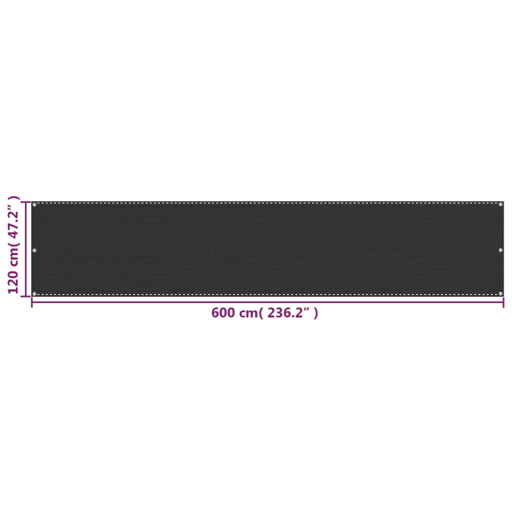 altanafskærmning 120x600 cm HDPE antracitgrå