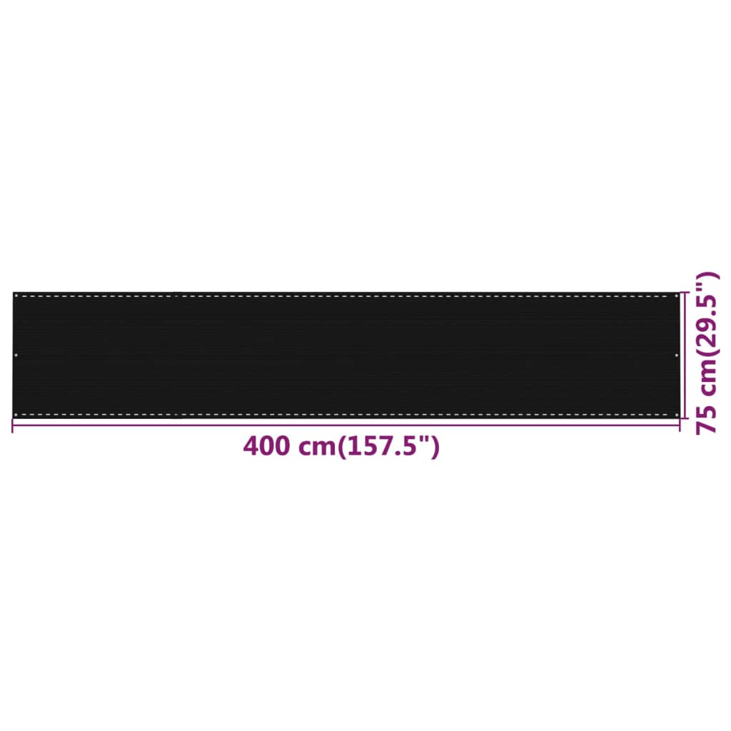 altanafskærmning 75x400 cm HDPE sort