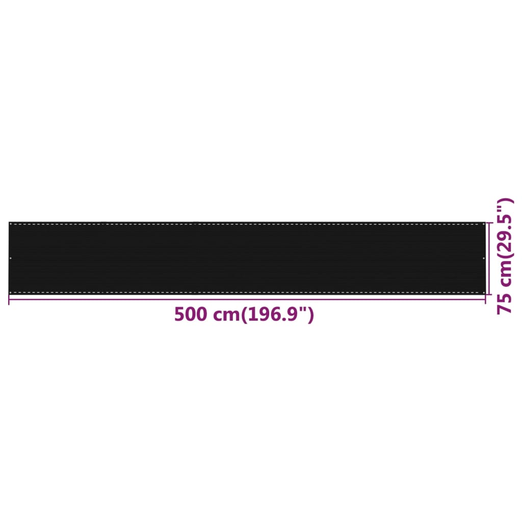 altanafskærmning 75x500 cm HDPE sort