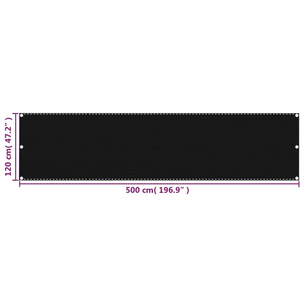 altanafskærmning 120x500 cm HDPE sort
