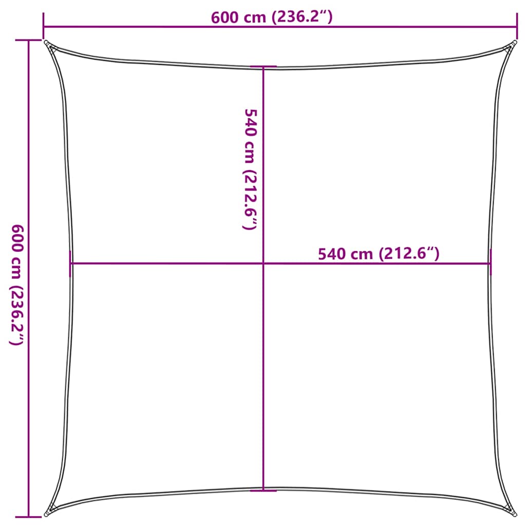 solsejl 160 g/m² 6x6 m HDPE beige