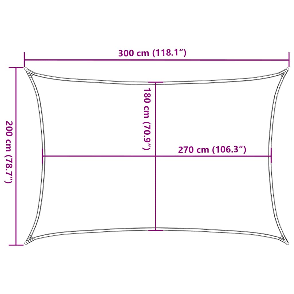 solsejl 2x3 m 160 g/m² HDPE cremefarvet
