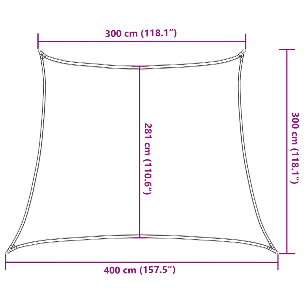 solsejl 160 g/m² 3/4x3 m HDPE hvid