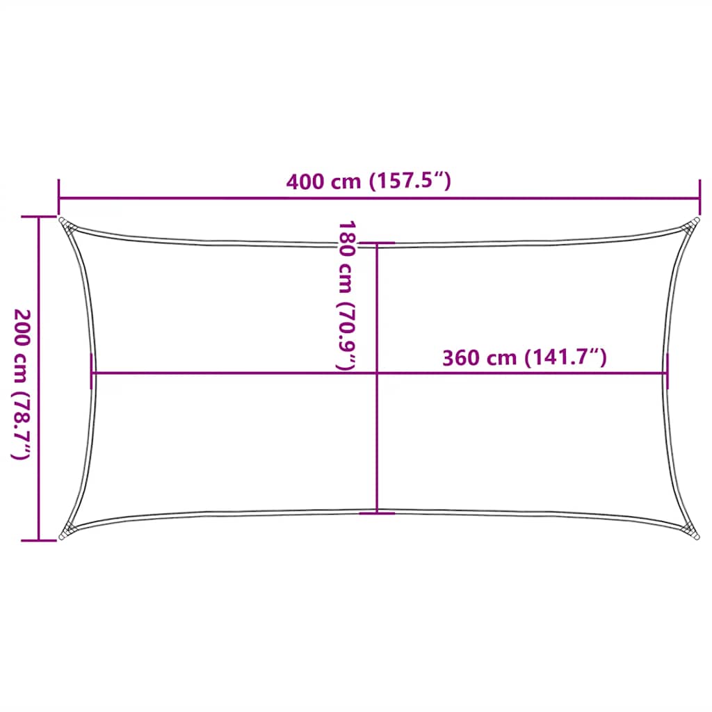 solsejl 2x4 m 160 g/m² HDPE gråbrun