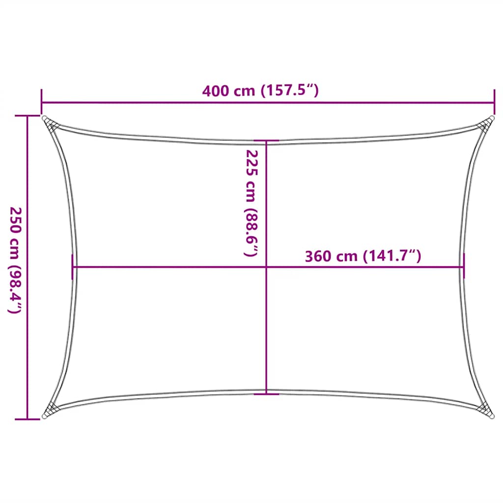 solsejl 2,5x4 cm 160 g/m² HDPE gråbrun