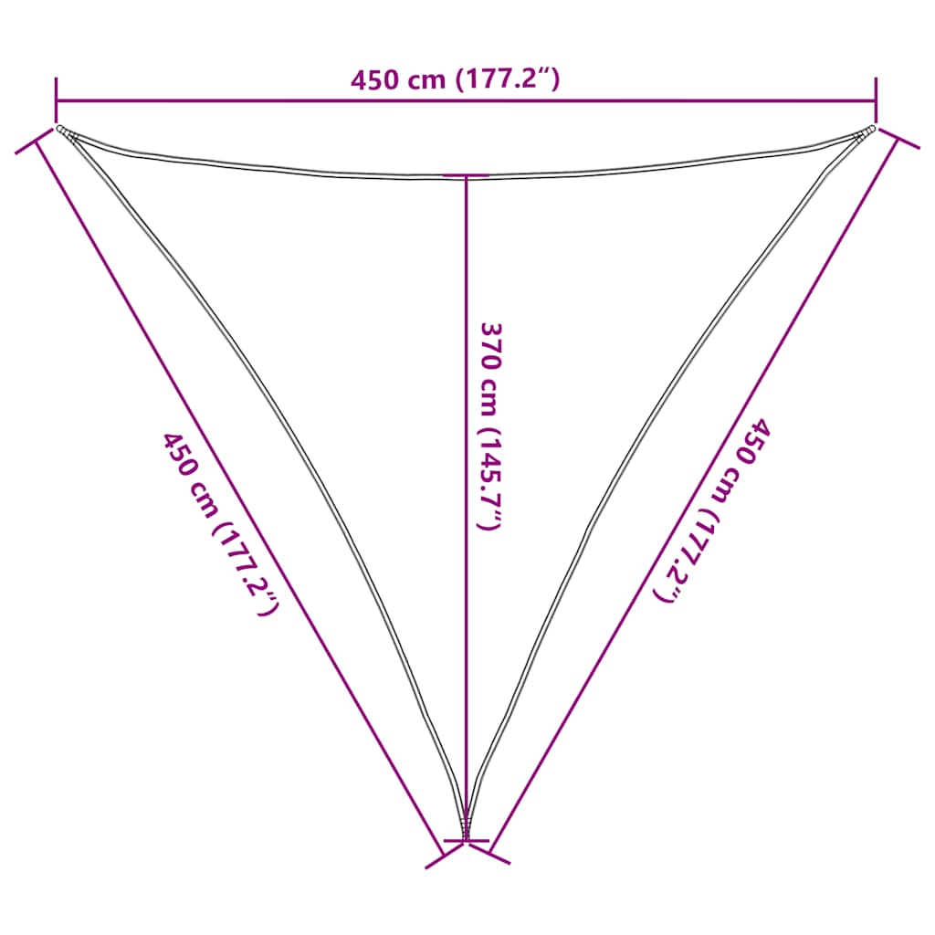 solsejl 4,5x4,5x4,5 m 160 g/m² trekantet HDPE blå