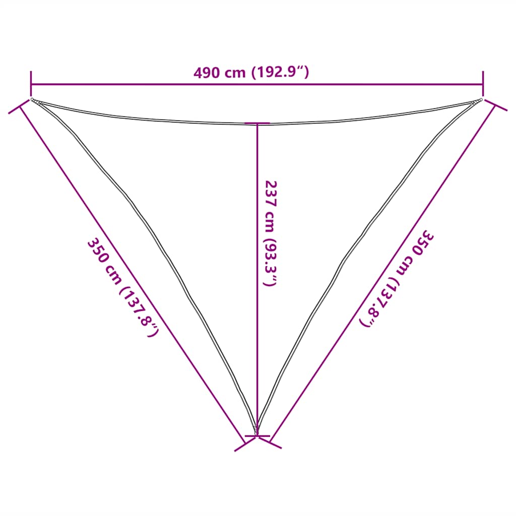 solsejl 3,5x3,5x4,9 m 160 g/m² HDPE gul