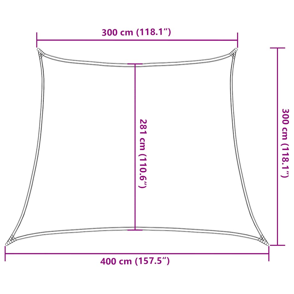 solsejl 3/4x3 m 160 g/m² trapezformet HDPE orange