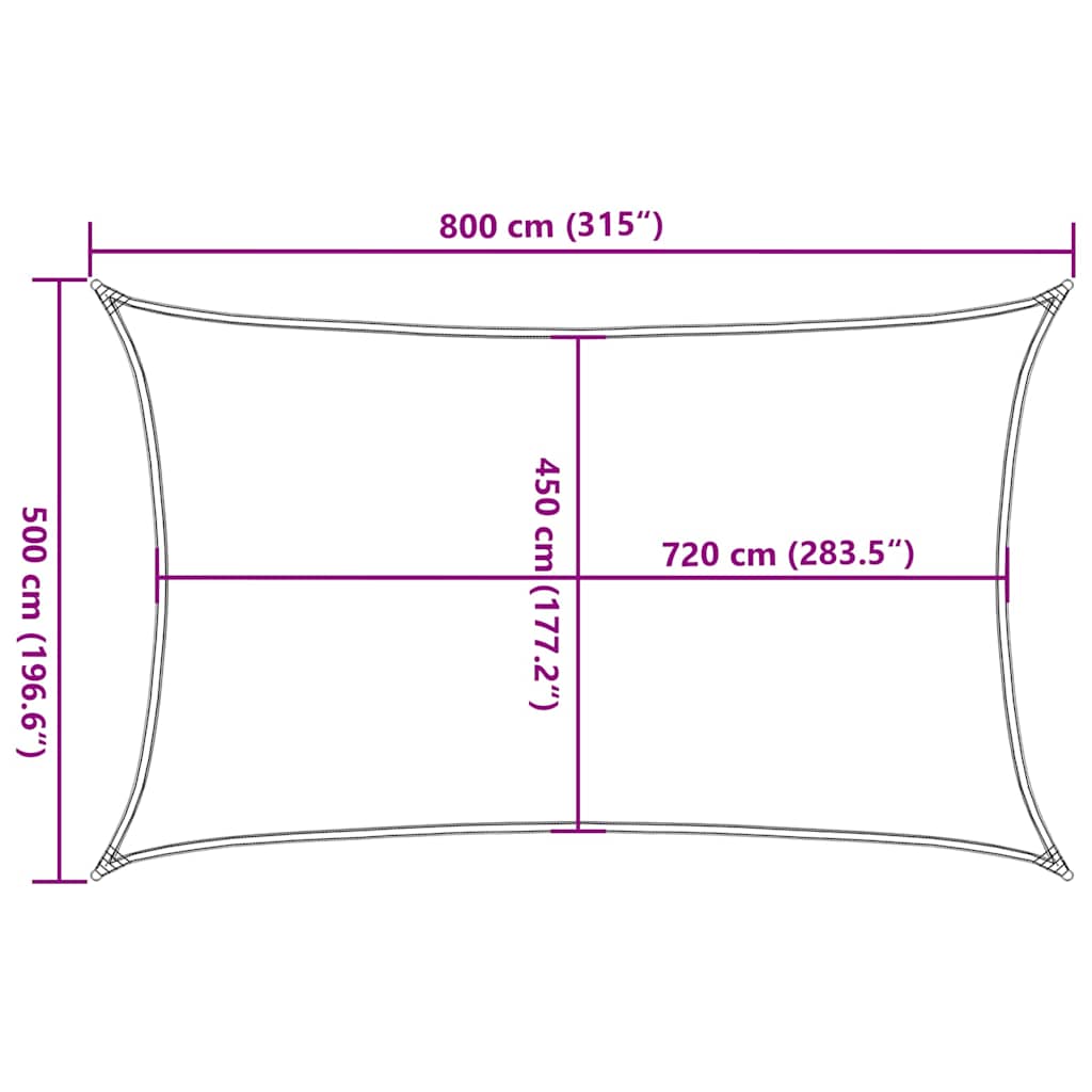 solsejl 5x8 m 160 g/m² HDPE sort